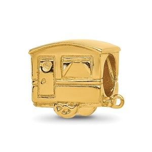 925 Sterling Silver Travel Theme Reflections Gold-plated Camper Bead